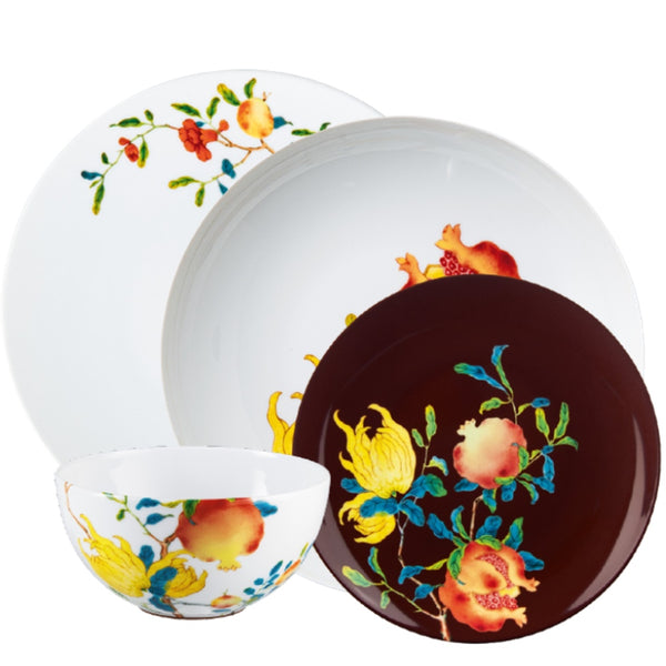 Harmonia luxury porcelain dinnerware set of 16 pieces by Raynaud inspired by Chinese imperial art