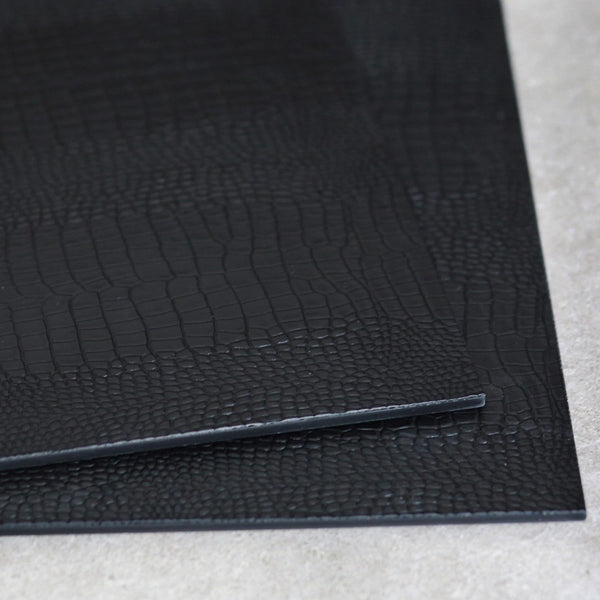 stacked Double Faux Python coaster in black by Posh Trading Company, luxury reptile-textured resin base