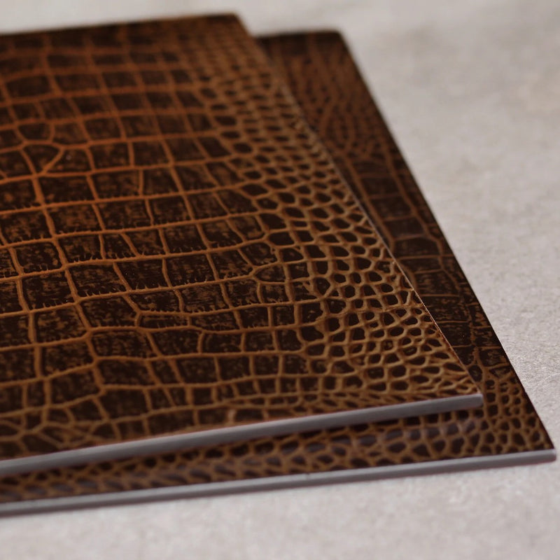 stacked Double Faux Vintage Croc coaster by Posh Trading Company, textured resin base for glassware