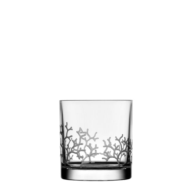 Coral Clear Tumbler Double Old Fashioned - Varga Art Crystal, Hand-Cut & Engraved