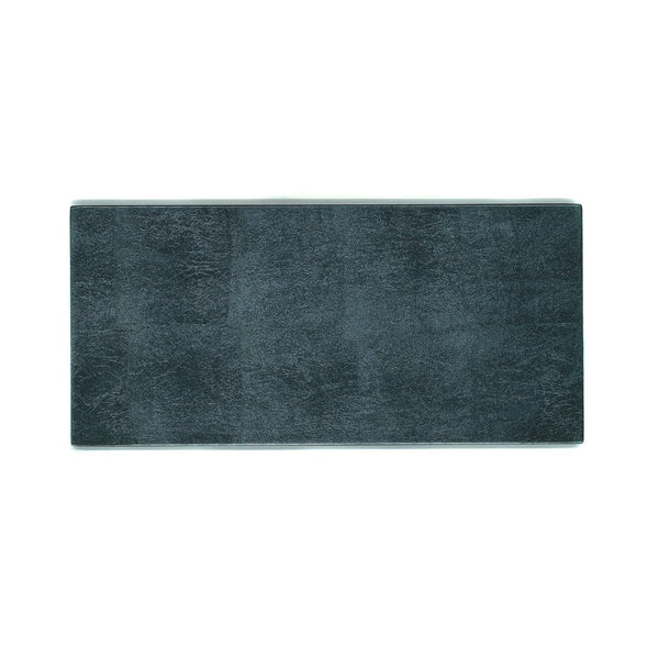 Double Silver Leaf coaster in Stormy Sky by Posh Trading Company, grey-blue lacquered base