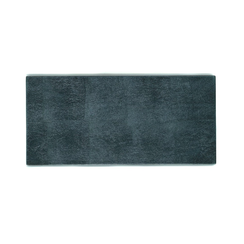 Double Silver Leaf coaster in Stormy Sky by Posh Trading Company, grey-blue lacquered base
