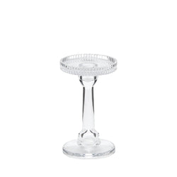 Duo-use glass candle holder 16.3 cm tall, clear and reversible for taper or pillar candles