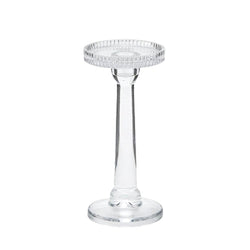Duo-use glass candleholder 21.5 cm tall, reversible for pillar or taper candles, handmade by Enzo De Gasperi

