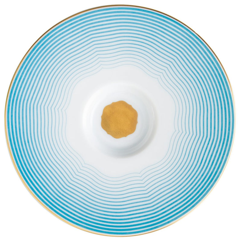 Blue scalloped with gold trim Espresso  Saucer in porcelain - Aura by Raynaud