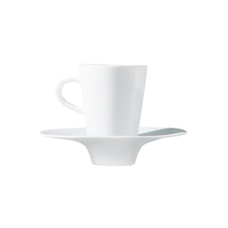 Hommage espresso cup and saucer by Raynaud, fine porcelain handcrafted in France with wide-rim layered design for luxury yachts, villas, and refined dining.


