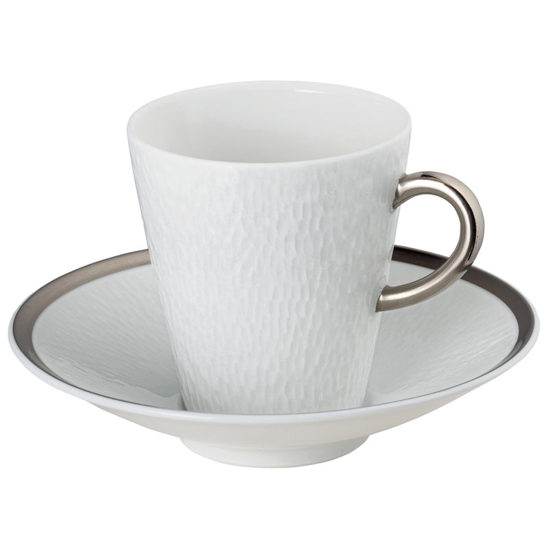 Raynaud Minéral Platinum Limoges porcelain espresso cup and saucer with platinum rim