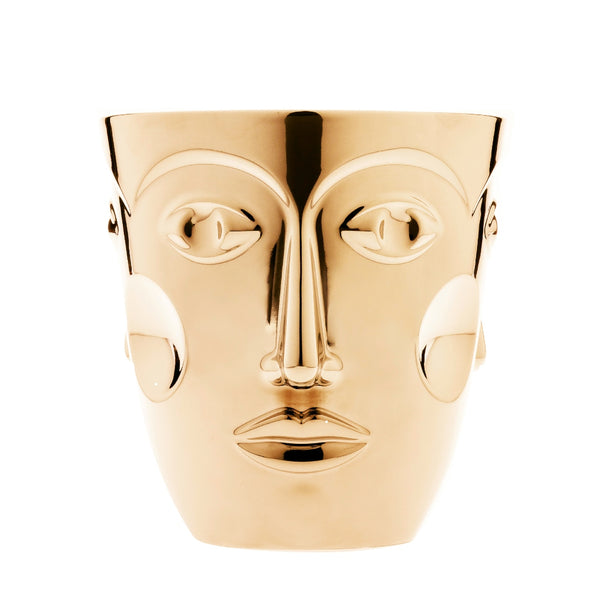 Faces vase and champagne cooler in gold-refined porcelain by Sieger by Fürstenberg – sculptural luxury design