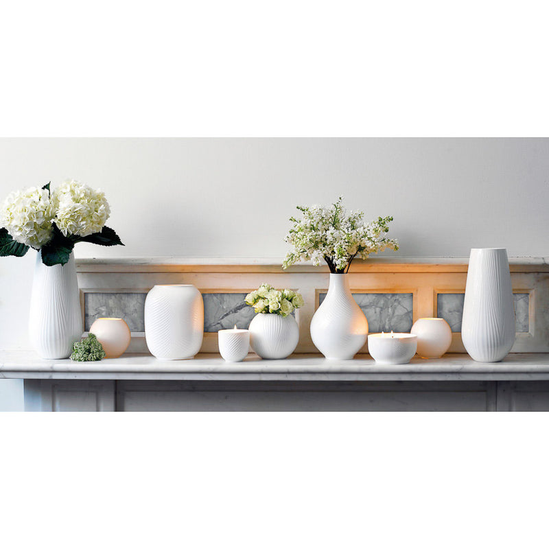 counter with white vases