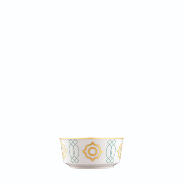 Fruit Bowl Carlo Este by FÜRSTENBERG in fine porcelain with gold and green mosaic-inspired design by Carlo Dal Bianco.
