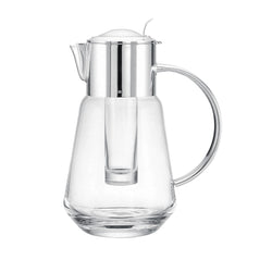 Luxury glass jug Tuileries with silver-plated lid, handle, and ice tube by Ercuis – elegant French design for sophisticated dining and yachts.