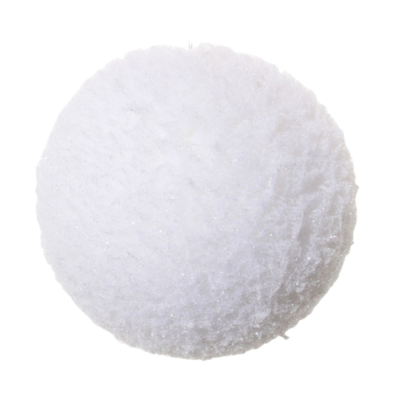 White glitter snowball ornament by Shishi, 12cm, luxury Christmas decoration for tree or table styling.