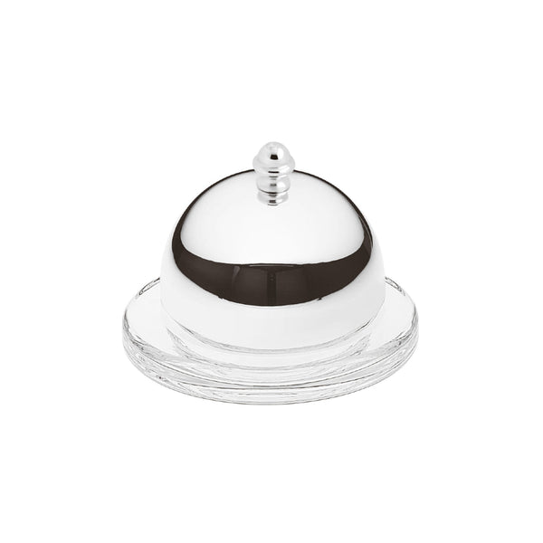 Individual silver-plated butter dish with crystal base and cover by Ercuis