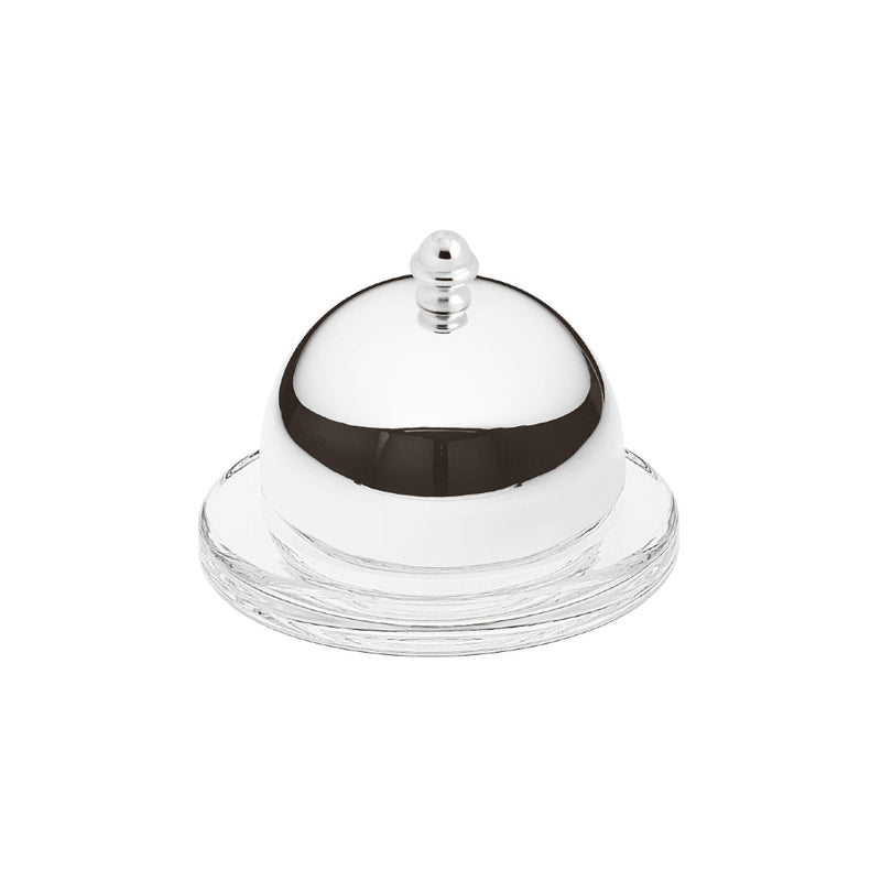 Individual silver-plated butter dish with crystal base and cover by Ercuis