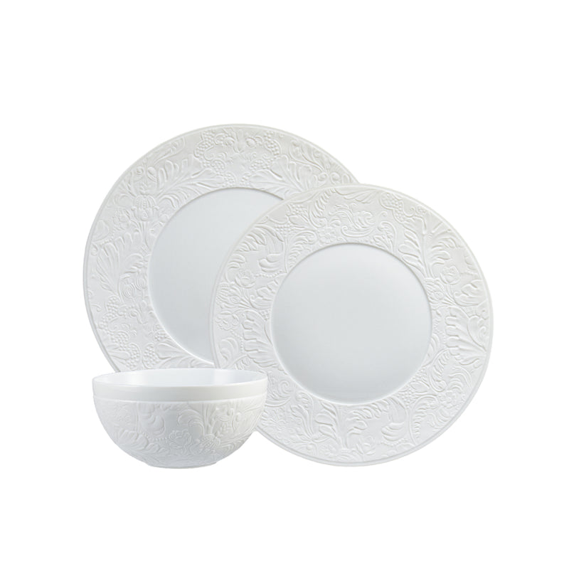 Dinnerware Set of 12 Pieces - 'Italian Renaissance' In White