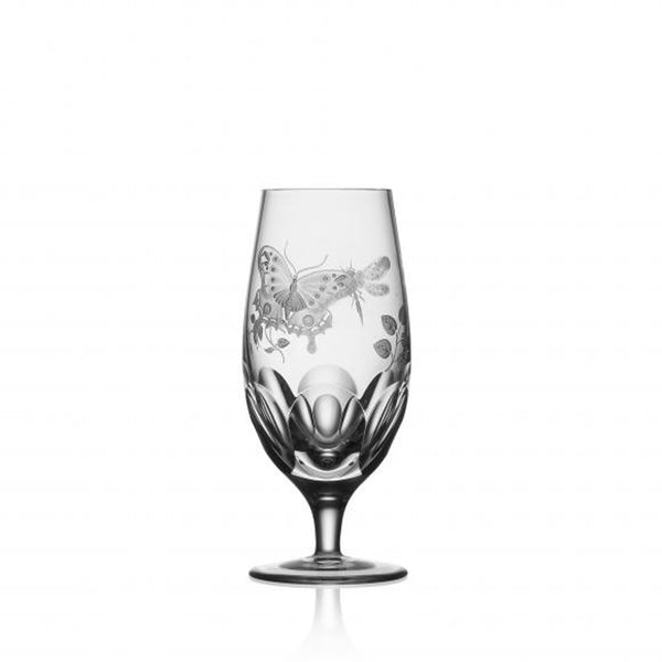 Luxury Juice Glass in Clear Crystal with Butterfly and Leaf Engraving – Springtime by Varga Crystal