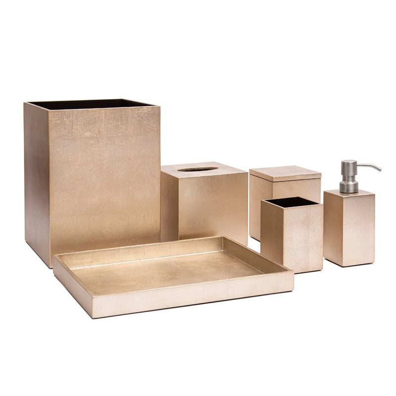 Bathroom Collection featuring Medium Kensington tray in silver leaf champagne by Posh Trading Company