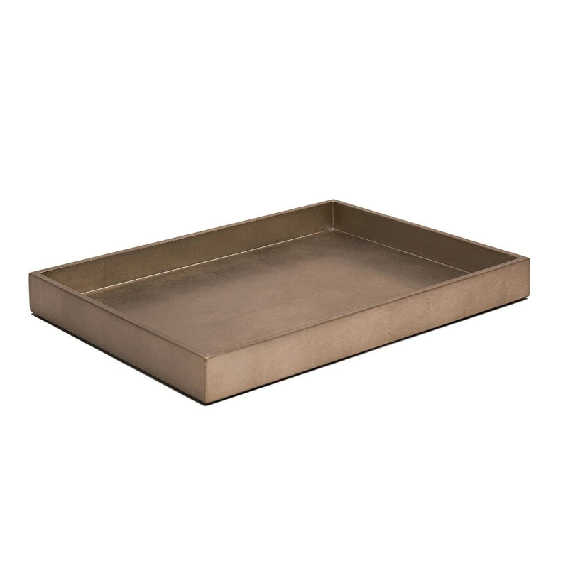 Side view of the Medium Kensington tray in silver leaf taupe by Posh Trading Company