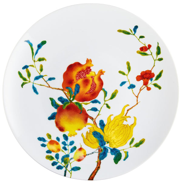 Harmonia luxury porcelain large bowl with white background fruit and floral motifs inspired by Chinese imperial art by Raynaud
