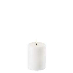 LED pillar candle in Nordic White by Uyuni Lighting, 10cm tall, real flame effect
