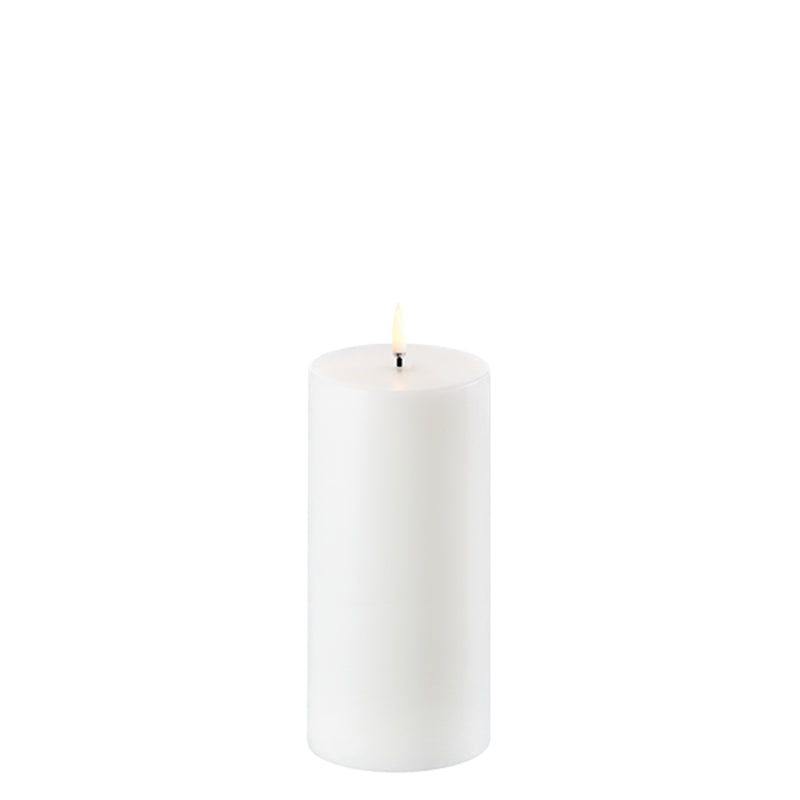 LED pillar candle 15cm in Nordic White by Uyuni Lighting, real flame look