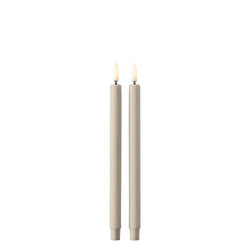 Set of 2 LED Stoff Nagel candles in Sand by Uyuni Lighting, sculptural taper design