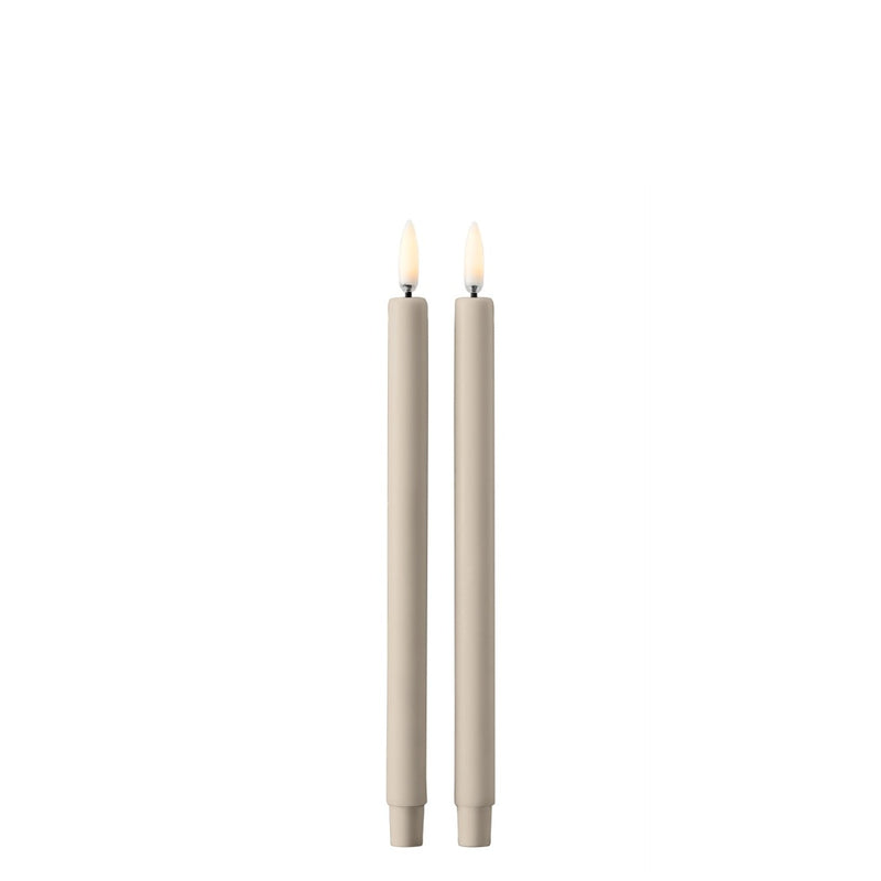 Set of 2 LED Stoff Nagel candles in Sand by Uyuni Lighting, sculptural taper design