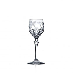 Luxury Liquor Glass in Clear Crystal with Butterfly and Leaf Engraving – Springtime by Varga Crystal