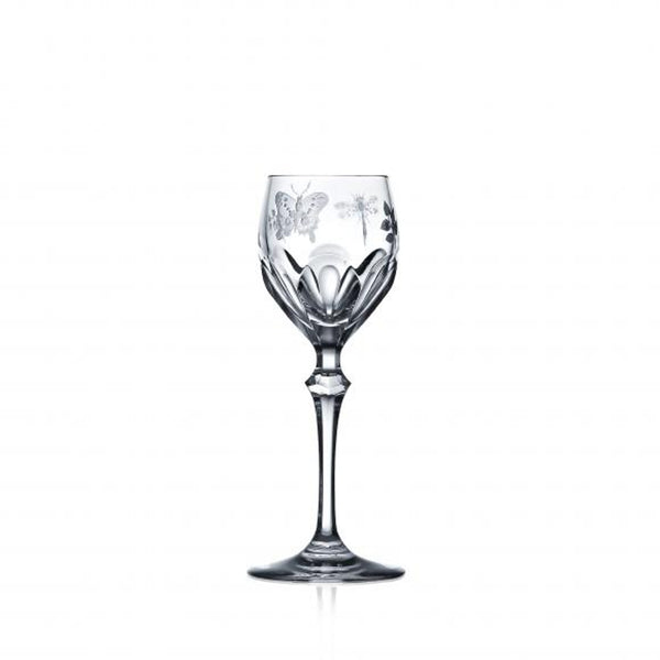 Luxury Liquor Glass in Clear Crystal with Butterfly and Leaf Engraving – Springtime by Varga Crystal