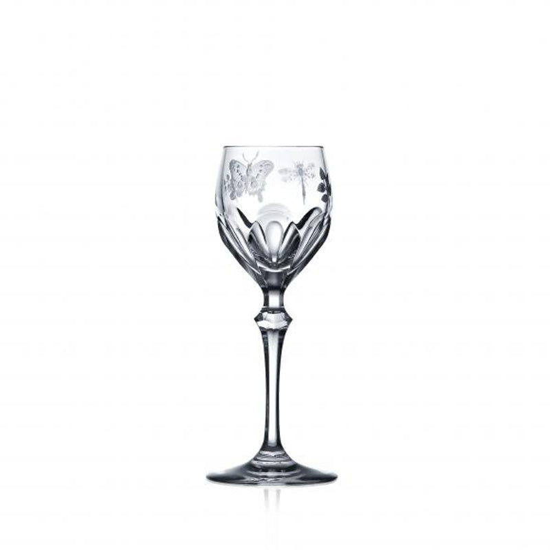 Luxury Liquor Glass in Clear Crystal with Butterfly and Leaf Engraving – Springtime by Varga Crystal