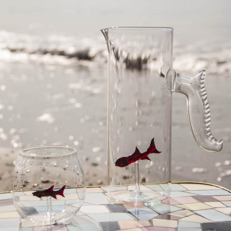 Handmade glass jug with red fish inside – Little Fish Collection by Casa Rialto