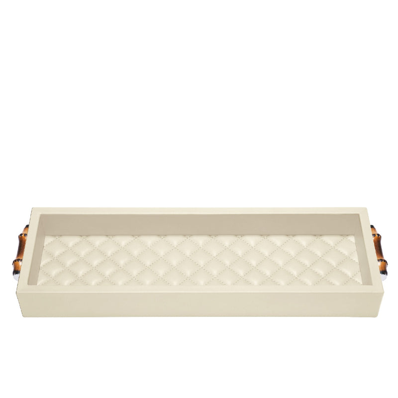Riviere Frida Diamonds Valet Tray Ivory with Bamboo Handles
