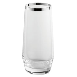 Luxury Longdrink Glass Crystal with Fine Silver Rim – Avantgarde Collection by Sonja Quandt