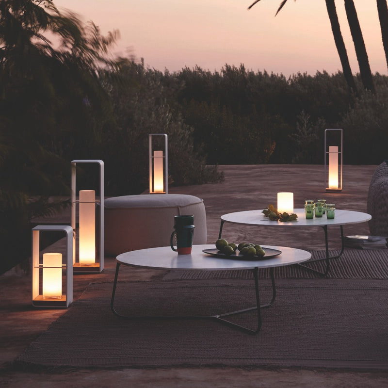 evening setup with manutti lumo lanterns and chairs