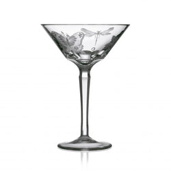 Luxury Martini Cocktail Glass in Clear Crystal with Butterfly and Dragonfly Engraving – Springtime by Varga Crystal