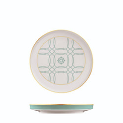 Milk and Sugar Tray Carlo Este by FÜRSTENBERG in fine porcelain with gold and green mosaic-inspired design by Carlo Dal Bianco.