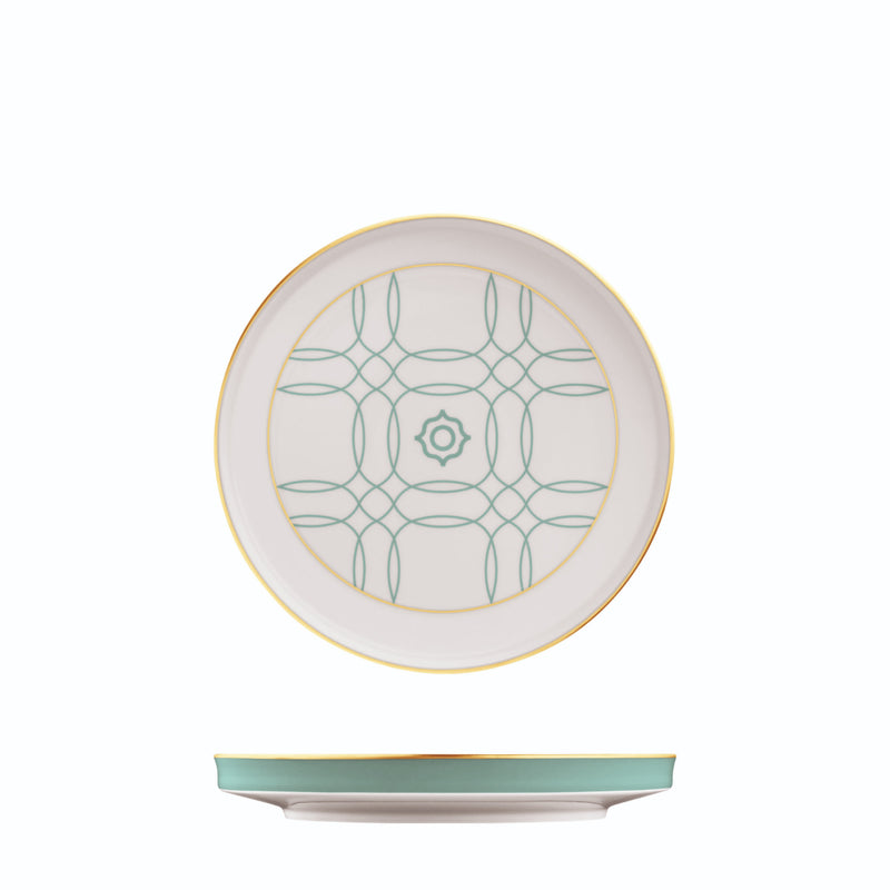 Milk and Sugar Tray Carlo Este by FÜRSTENBERG in fine porcelain with gold and green mosaic-inspired design by Carlo Dal Bianco.