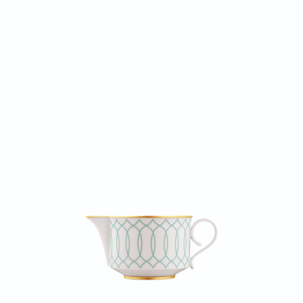 Milk Jug Carlo Este by FÜRSTENBERG in fine porcelain with gold and green mosaic-inspired design by Carlo Dal Bianco.