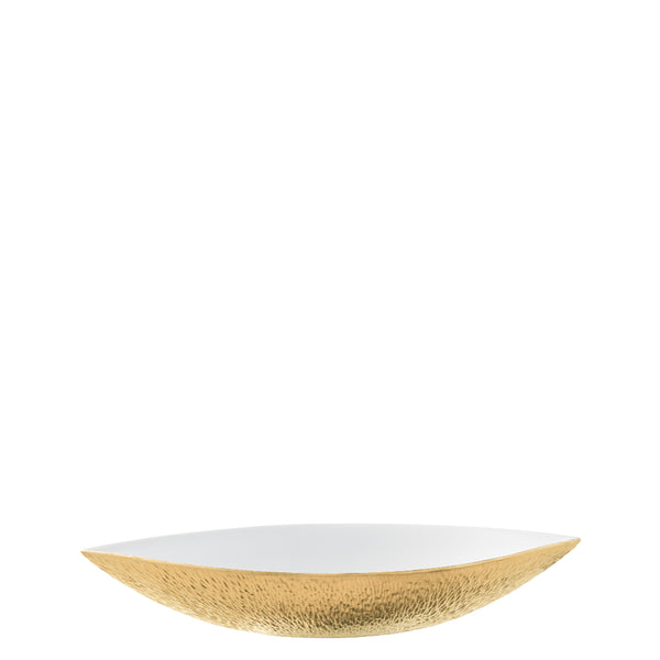 Minéral Gold dip dish 23cm by Raynaud, Limoges porcelain with gold sculpted relief