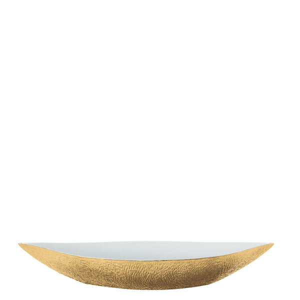 Minéral Gold dip dish 39cm by Raynaud, Limoges porcelain with sculpted gold detailing