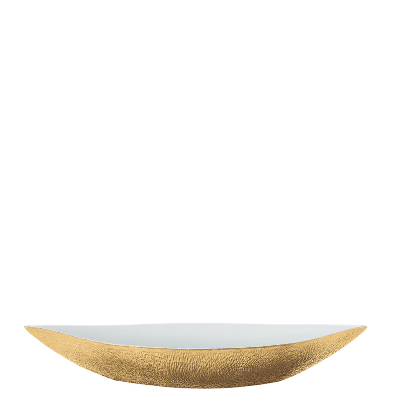Minéral Gold dip dish 39cm by Raynaud, Limoges porcelain with sculpted gold detailing