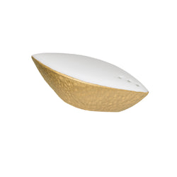 Minéral Gold salt shaker by Raynaud, Limoges porcelain with sculpted gold detailing