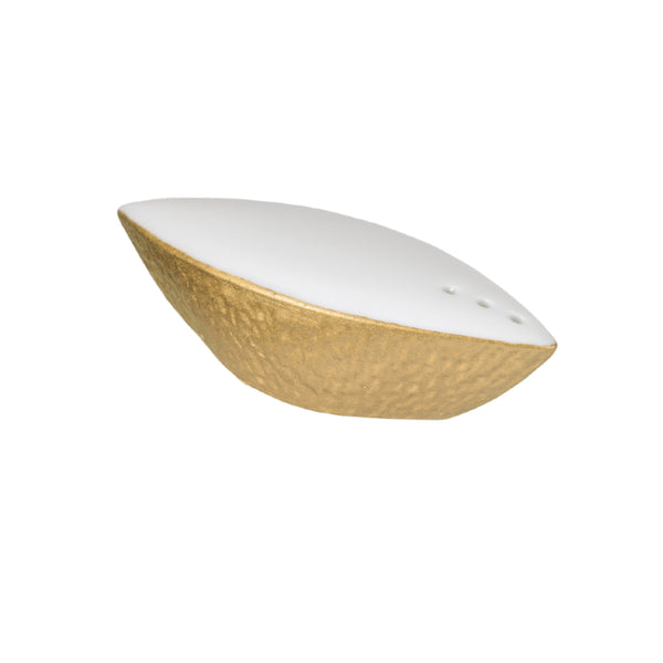 Minéral Gold salt shaker by Raynaud, Limoges porcelain with sculpted gold detailing