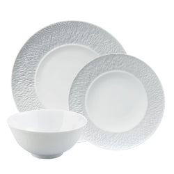 Raynaud Minéral White 12-piece porcelain dinnerware set with matte and glossy finish
