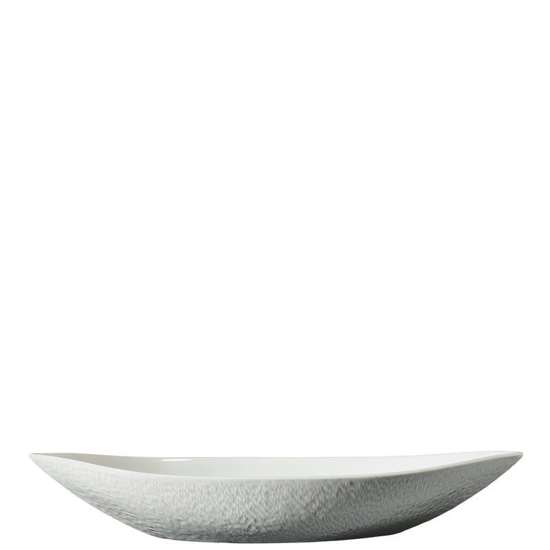 Minéral White porcelain dip dish 39 cm by Raynaud, large sculpted serving bowl