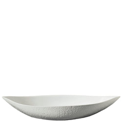 Minéral White dip dish 58 cm by Raynaud, large sculpted porcelain serving bowl
