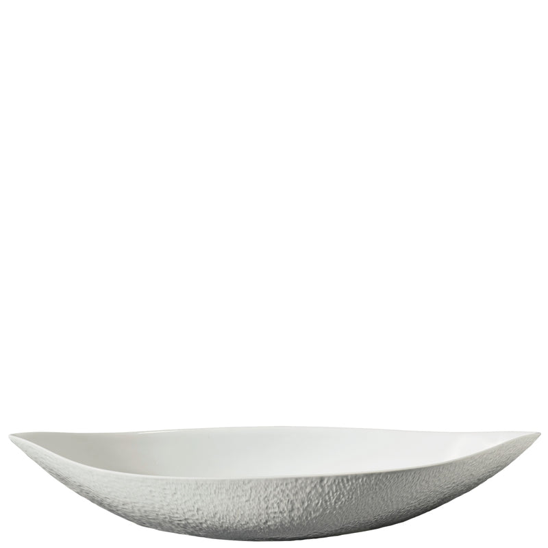 Minéral White dip dish 58 cm by Raynaud, large sculpted porcelain serving bowl