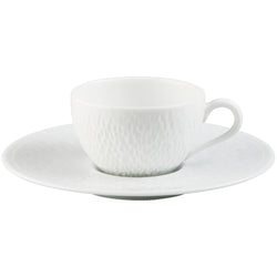 Minéral White moka cup and saucer by Raynaud, sculpted French porcelain