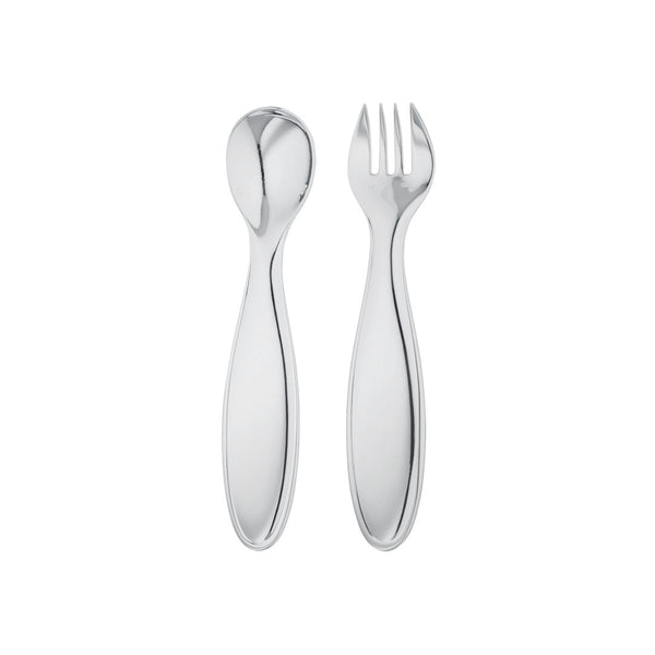 Silver-plated baby spoon and fork from the Mistral collection by Ercuis.