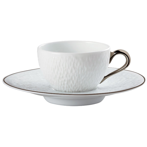 Raynaud Minéral Platinum Limoges porcelain moka cup and saucer with platinum rim for espresso service